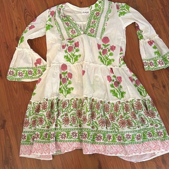 F. Marks cotton long sleeve tiered summer dress. ￼S oversized - Picture 1 of 5